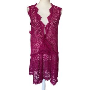 Free People Pink Lace Overlay‎ - Perfect beach cover size M